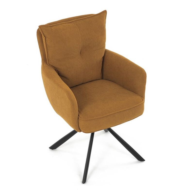 Komfortná jedálenská stolička s taštičkovými pružinami, žltá menčestrová látka