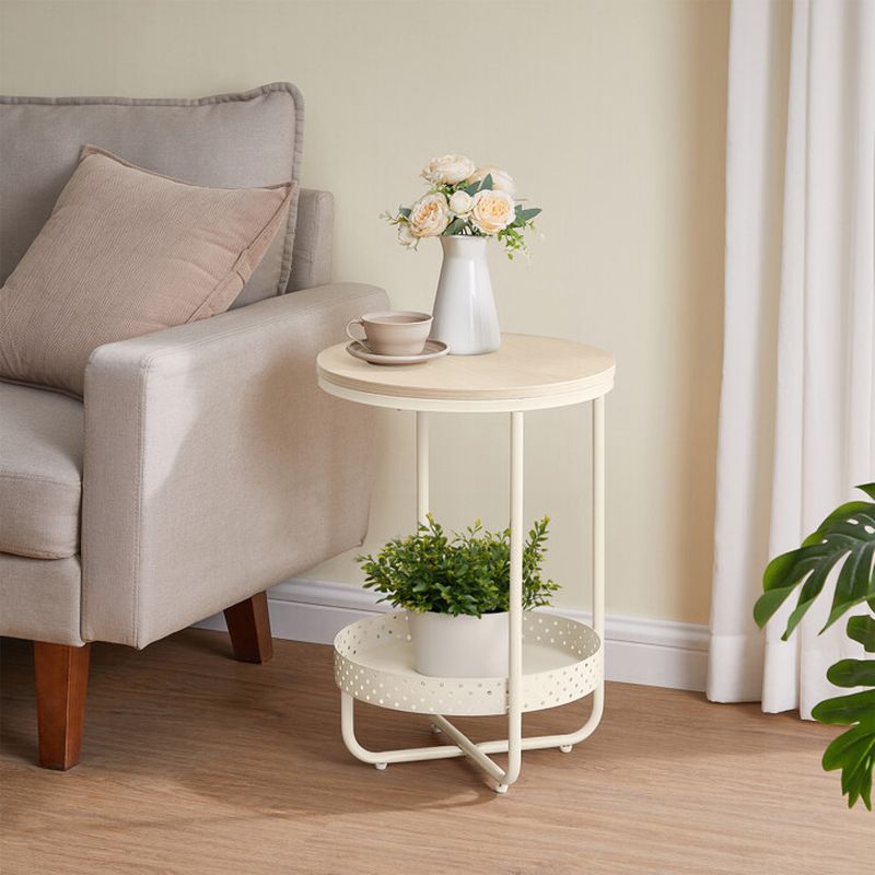 Okrúhly odkladací stolík DUB BIELENÝ-BÉŽOVÁ