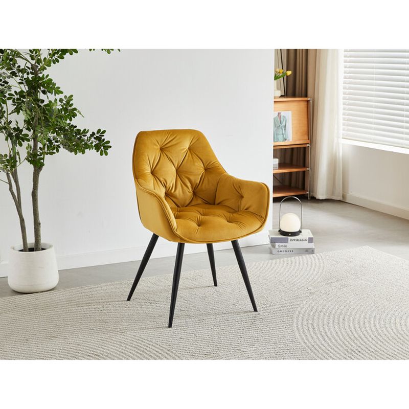 Exkluzívna stolička, žltá zamatová látka