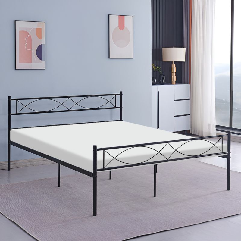 Kovová posteľ s roštom 180x200 cm, čierna