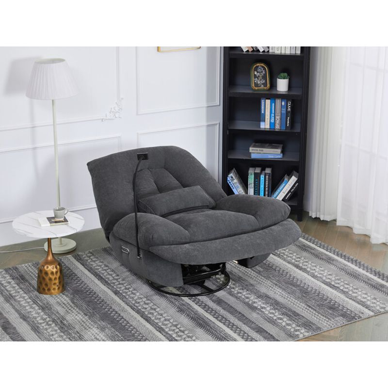 TV kreslo s elektrickým polohovaním, zabudované ovládanie, rotácia do 240 stupňov, sivé