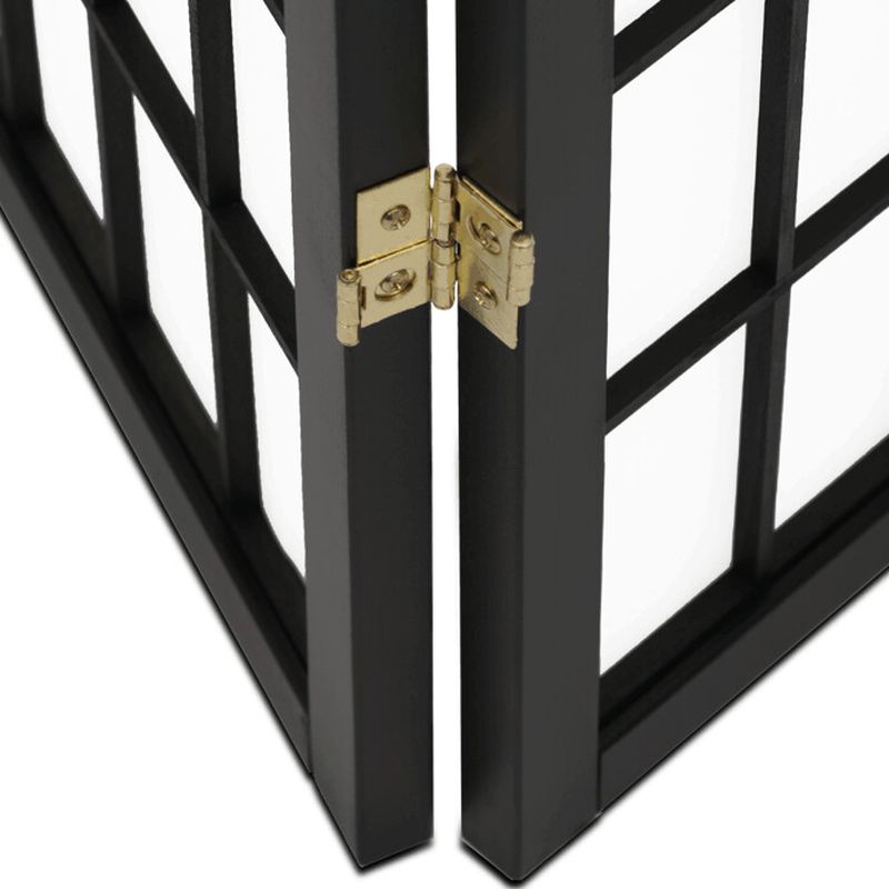 Štýlový 3-dielny paraván s drevenou konštrukciou v čiernej farbe