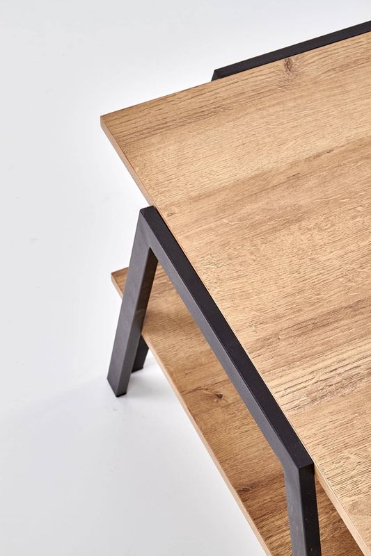 Konferenčný stolík 113, čierny kov-dub zlatý