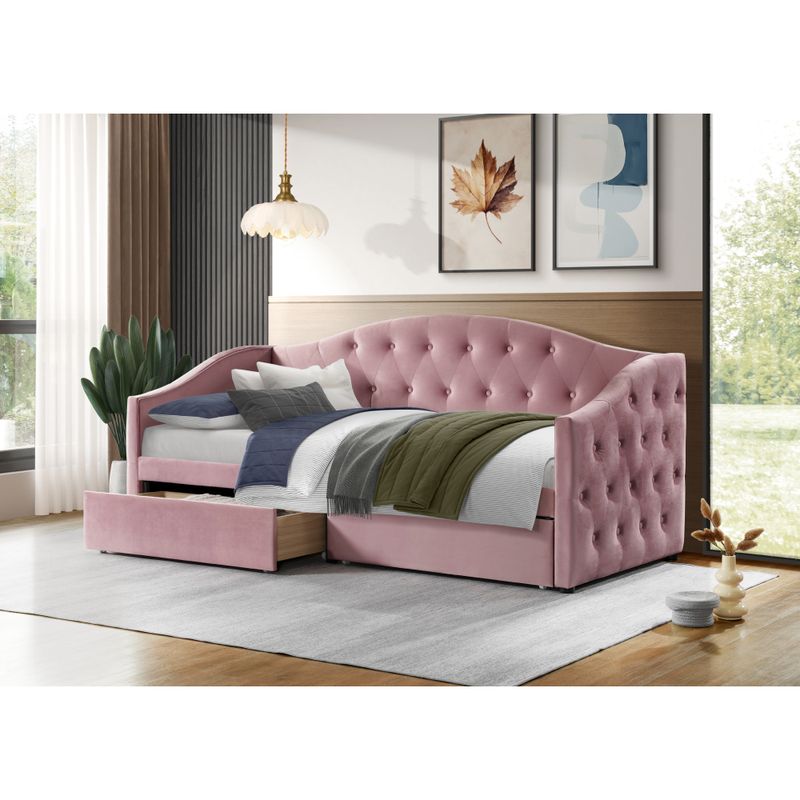 Čalúnená posteľ s úložným priestorom 90x200, ružová Velvet látka