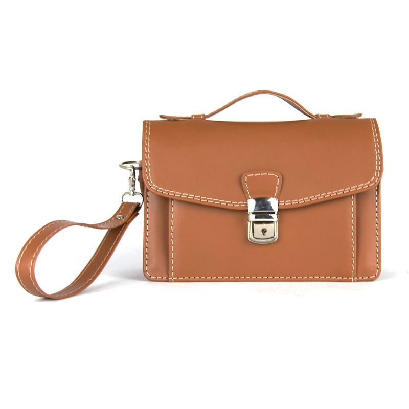 Kožená etuja, viacúčelové púzdro vo svetlo hnedej farbe