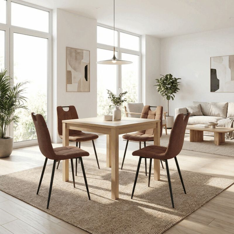 Stolička jedálenská, madlo, ľahko čistiteľná hnedá látka