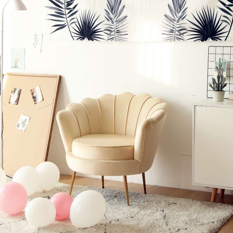 Kreslo v štýle Art-deco, béžová Velvet látka-gold chróm zlatý