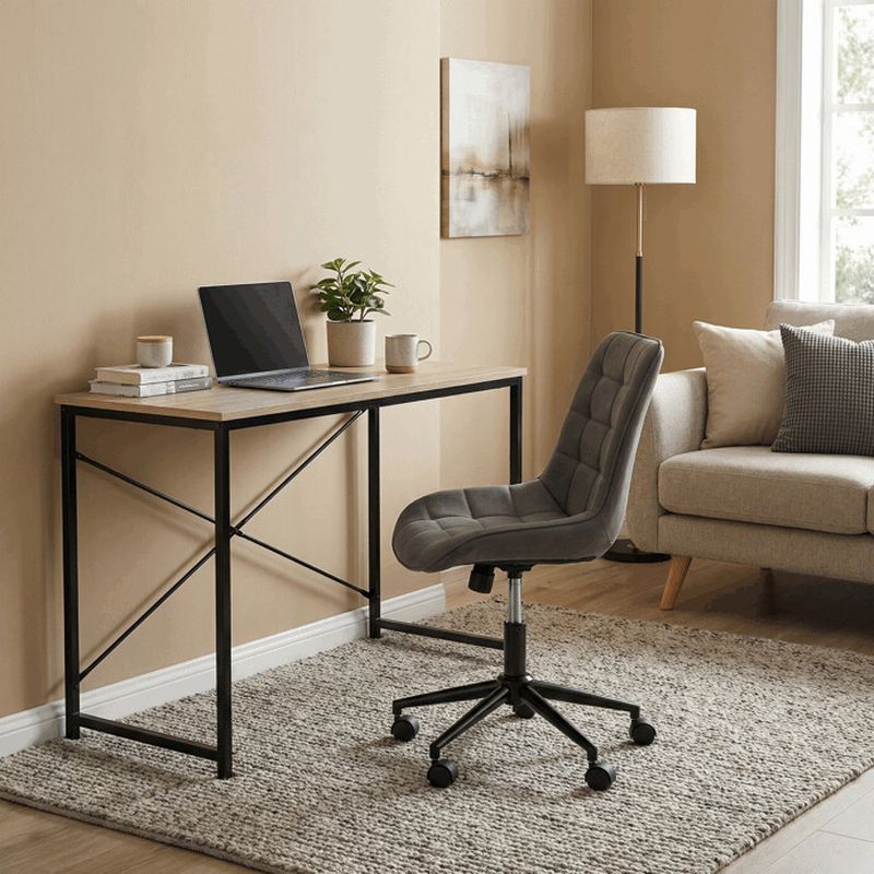 Štýlový pracovný stôl, dekor divoký dub, čierny kov