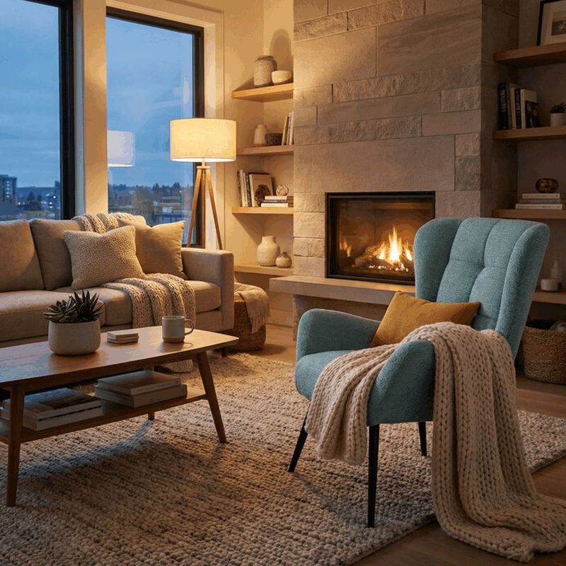 Kreslo ušiak v svetlo modrom prevedení