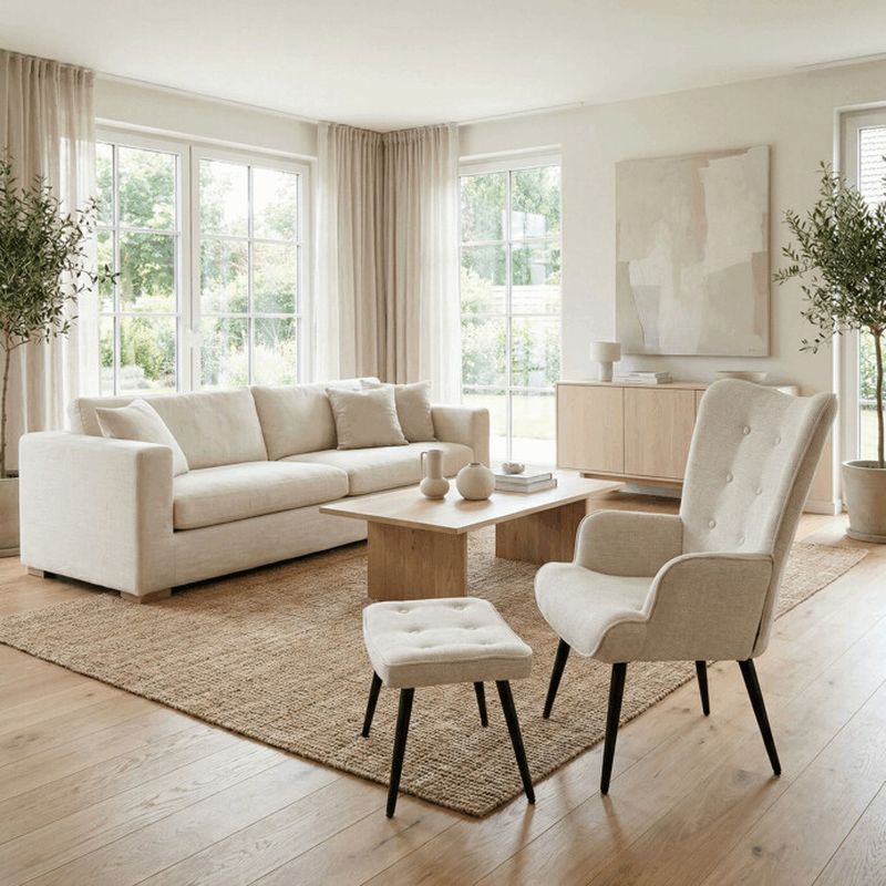 Relaxačné kreslo s podnožkou, béžová zamatová látka