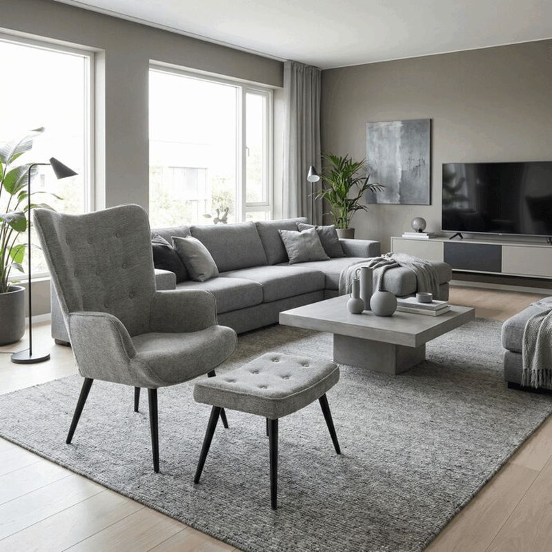 Relaxačné kreslo s podnožkou, sivá zamatová látka