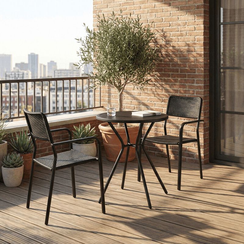 Okrúhly záhradný stôl 60x60cm, plast čierny