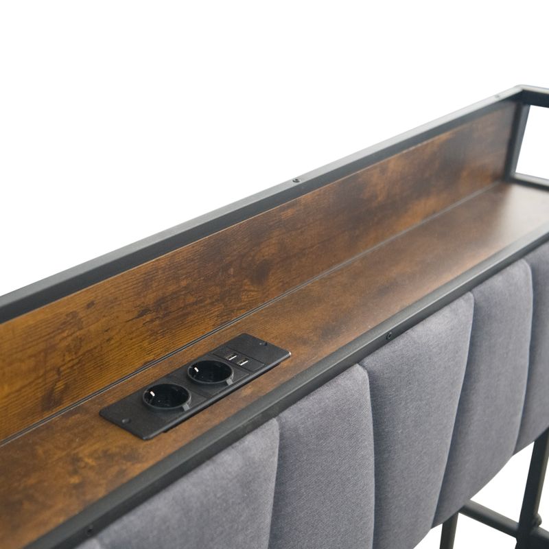 Posteľ s roštom a výsuvnou prístelkou, 140×200, čierna-sivá