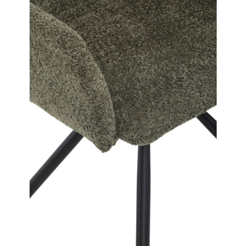 Jedálenská stolička MOIRA v elegantnej zelenej bouclé látke