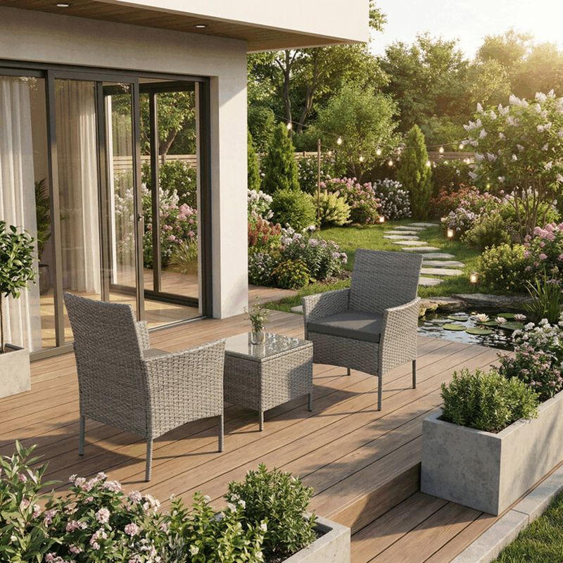 Záhradný set 1+2, z polyratanu sivý