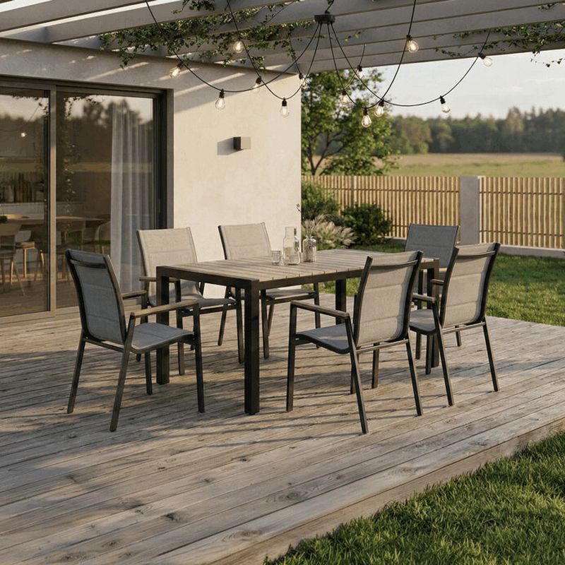 Záhradný stôl hliníkový, s polywood doskou, čierny