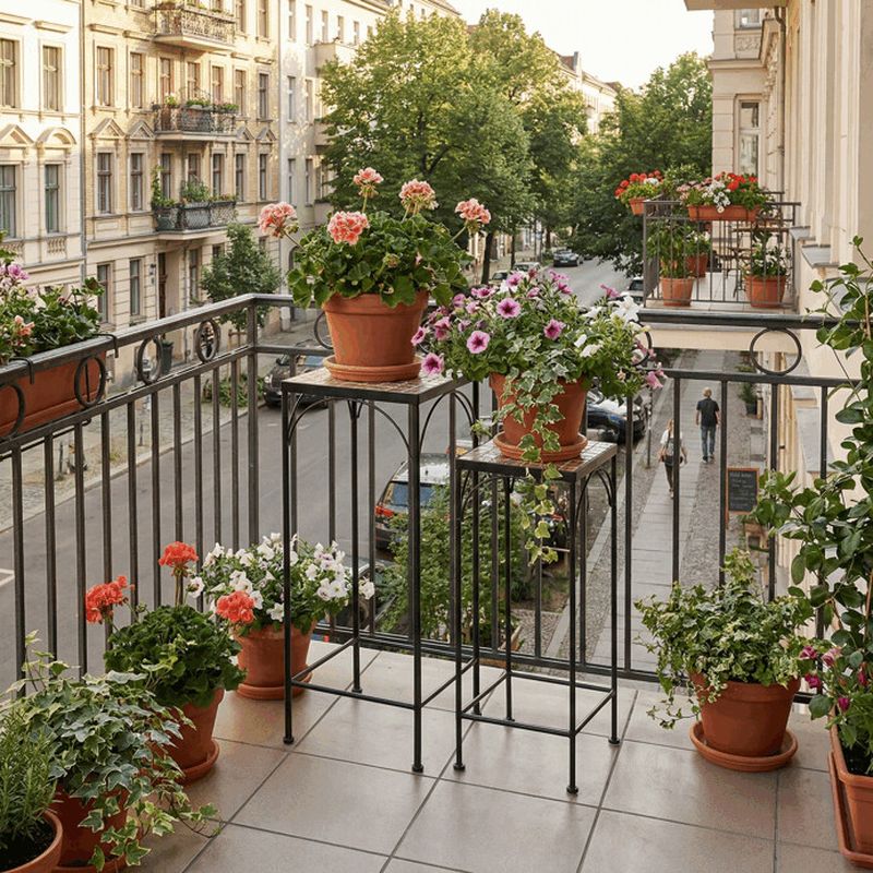 Set 2 stojanov na kvety s keramickou mozaikou béžový, čierny kov