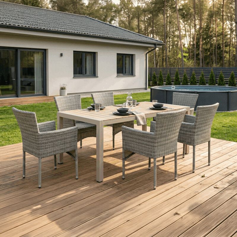 Záhradný stôl, béžový, 162×90cm, s polywoodovou doskou