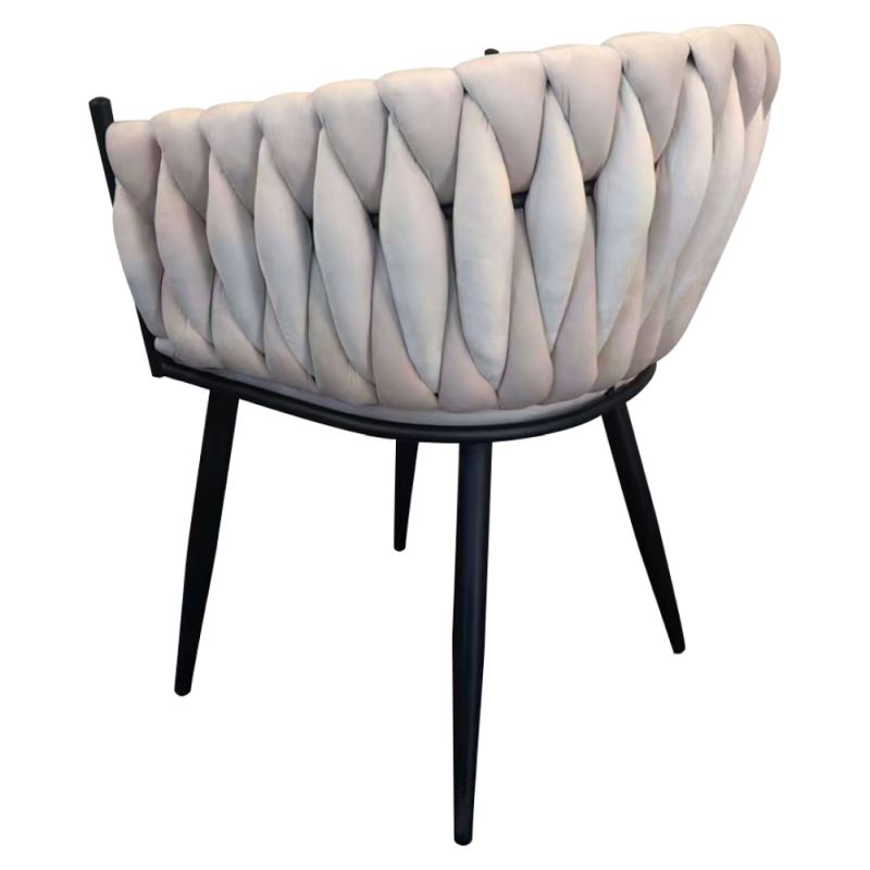 Komfortné jedálenské kreslo, svetlobéžová Velvet látka-čierny kov