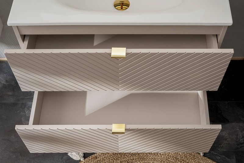 Kúpeľňová skrinka pod umývadlo, 82-80-2S, kašmír mat, 2 zásuvky