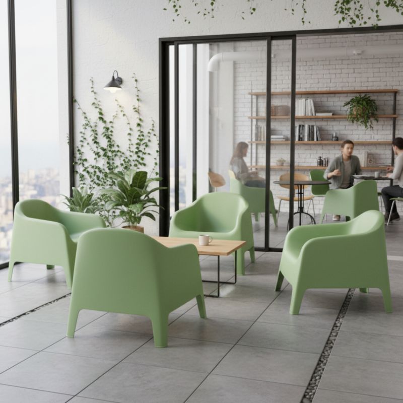 Záhradné stohovateľné kreslo, zelený plast