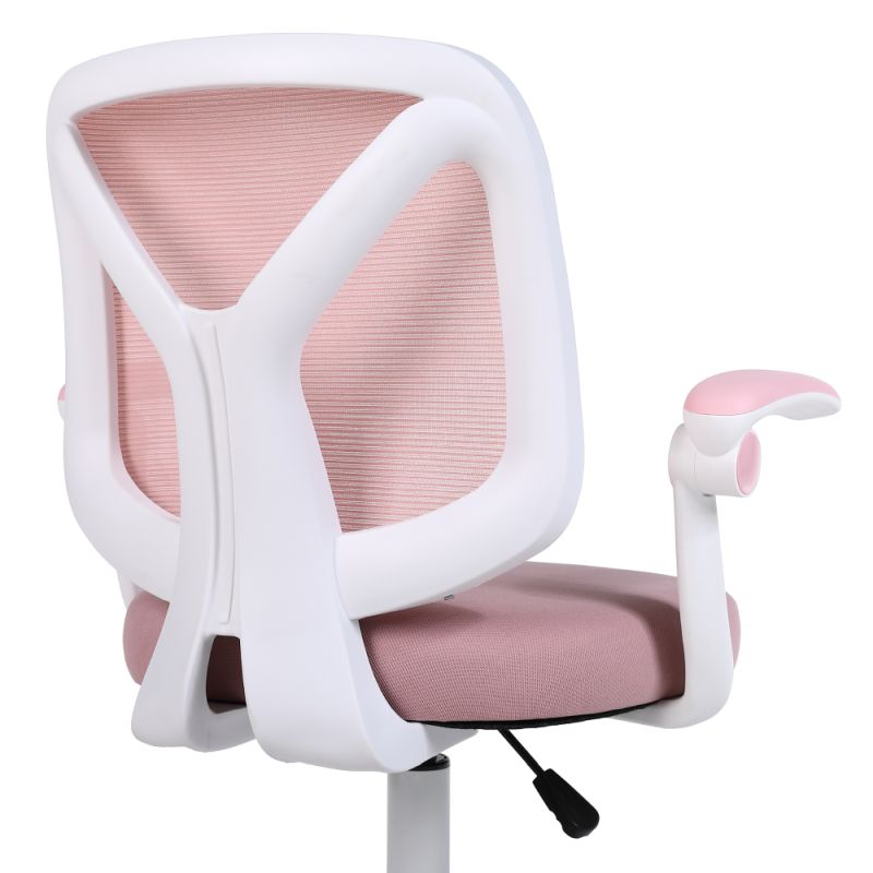 Praktické kancelárske kreslo, ružová látka, biely plast