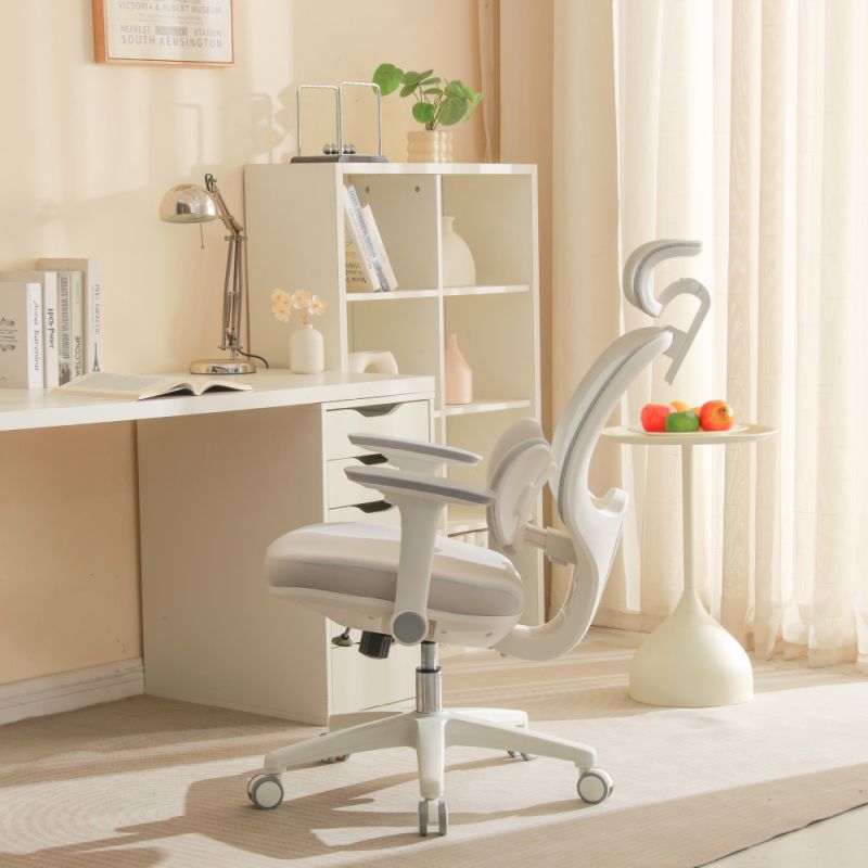 Ergonomické kancelárske kreslo, sivá a biela látka, plast