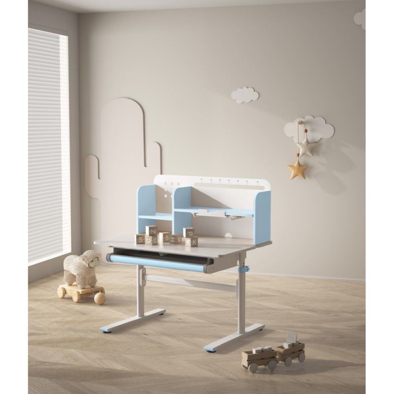 Rastúci písací stôl 80x60 cm, modro-biely