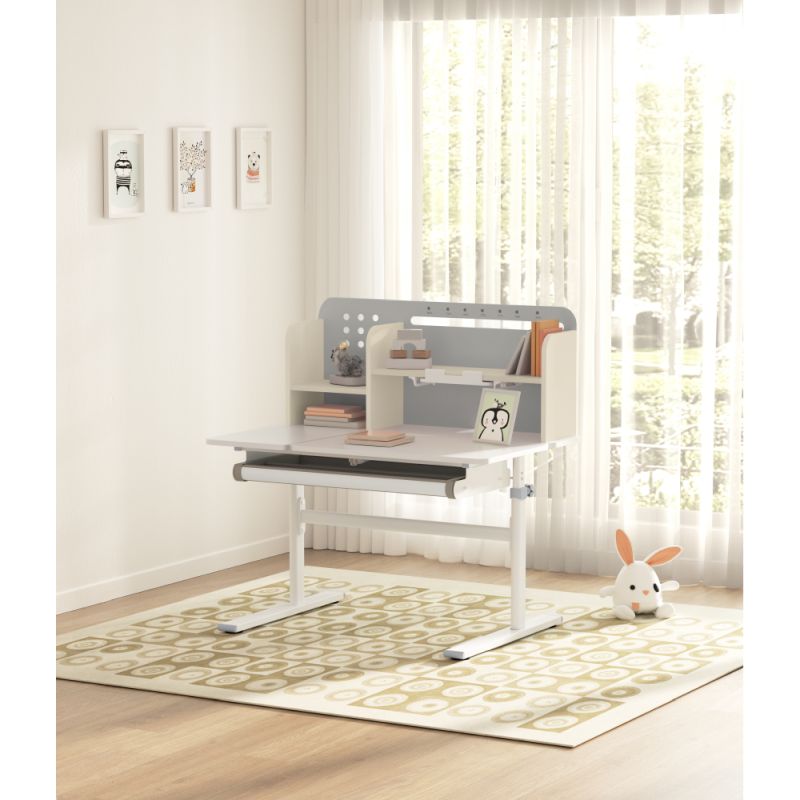 Rastúci písací stôl 100x60cm, sivo-biely