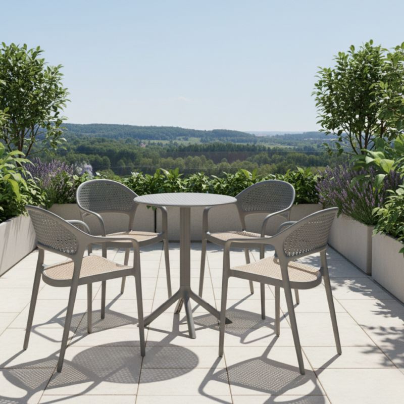 Záhradný stôl, sivý, 60x60 cm z plastu