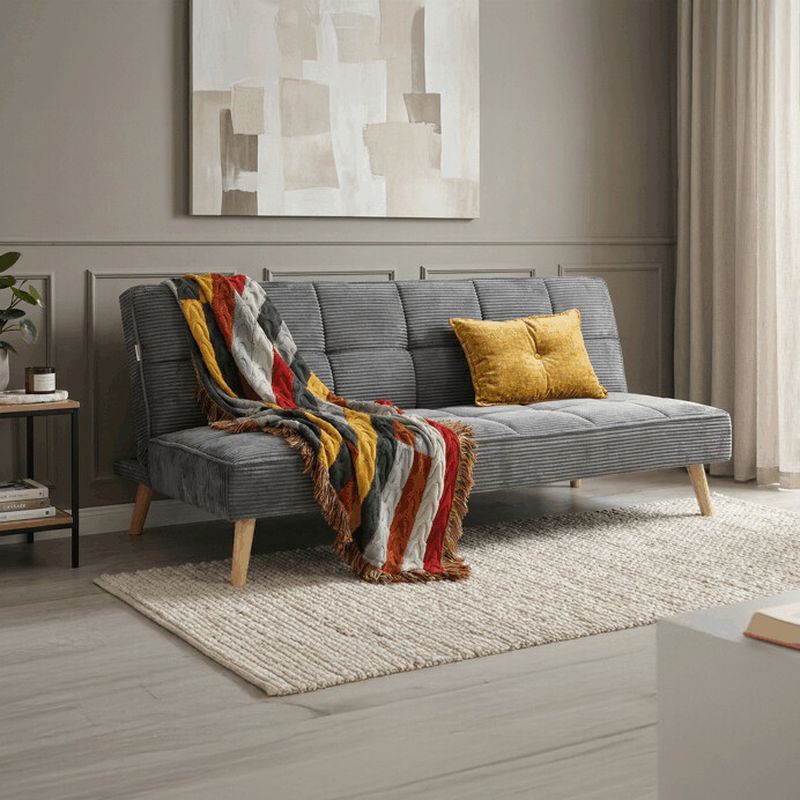 Moderná trojmiestna rozkladacia pohovka, sivá, látka