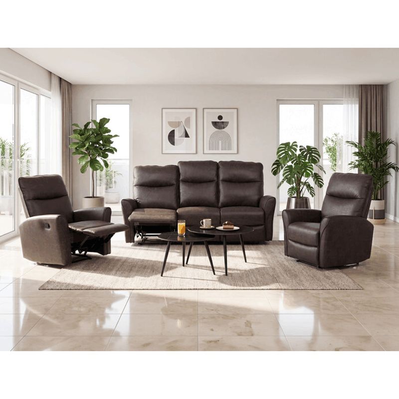 Polohovacia sedacia súprava, tmavohnedá, látka vintage