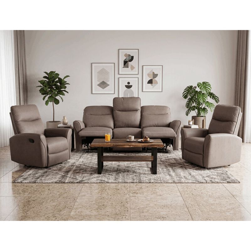 Polohovacia sedacia súprava, hnedá, látka vintage