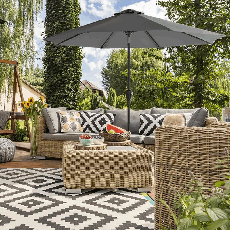 Záhradný slnečník, sivý, s naklápaním