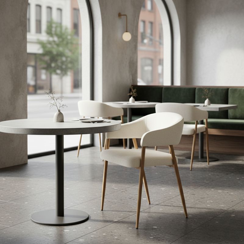 Dizajnové jedálenské kreslo krémové s kovovými nohami v dekore buk