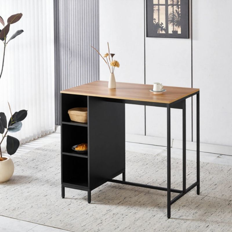 Kuchynský ostrovček, dub, čierny, s otvoreným úložným priestorom