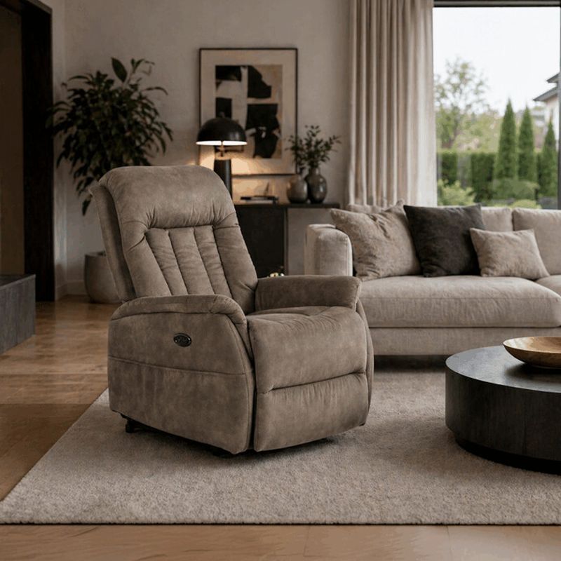 Výklopné, elektrické, polohovacie kreslo, hnedá vintage látka