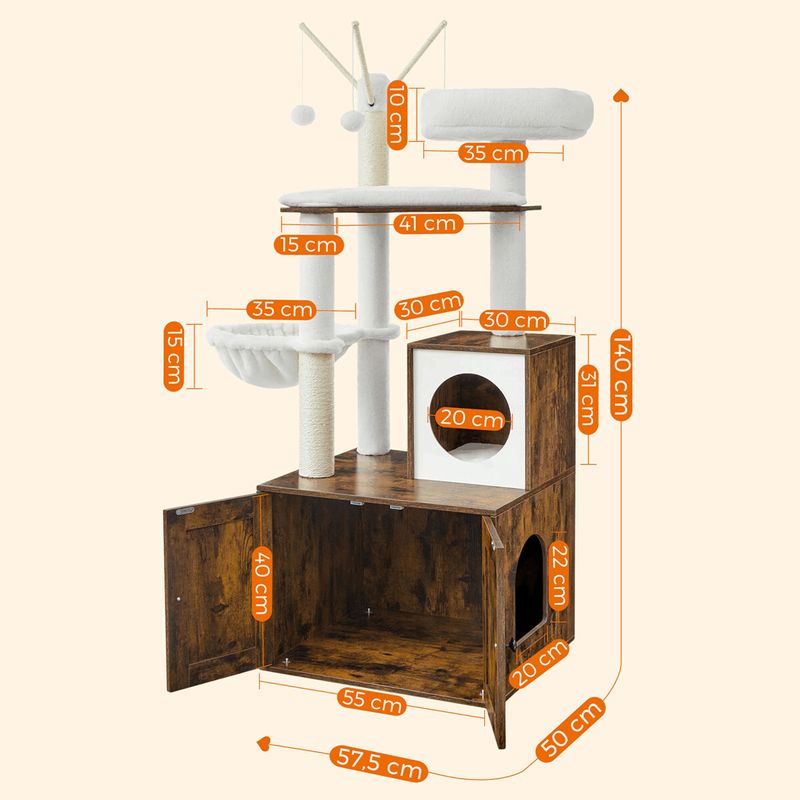 Škrabadlo pre mačky, 140cm, MDF, old wood