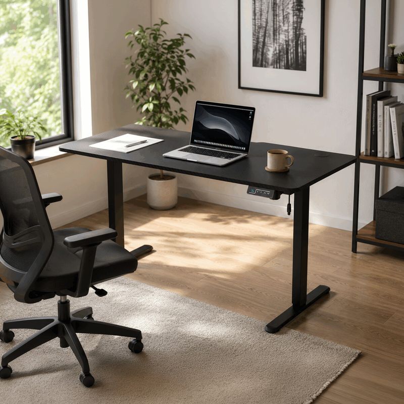 Ergonomický stôl s reguláciou výšky 120x60, melamín, čierny