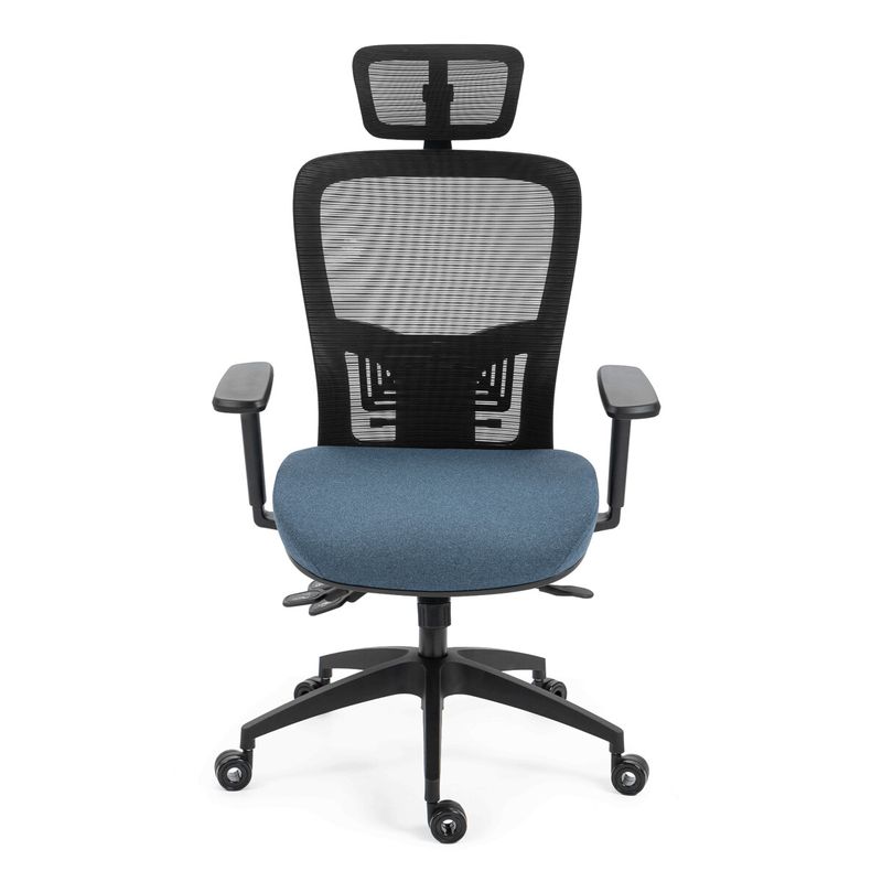 Ergonomická kancelárska stolička modrá, sieťované operadlo, 120 kg