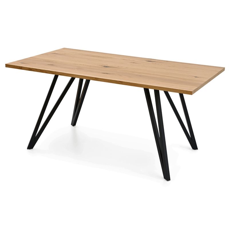 Jedálenský set so 4 stoličkami, 160x90cm, sivá látka, masív dub