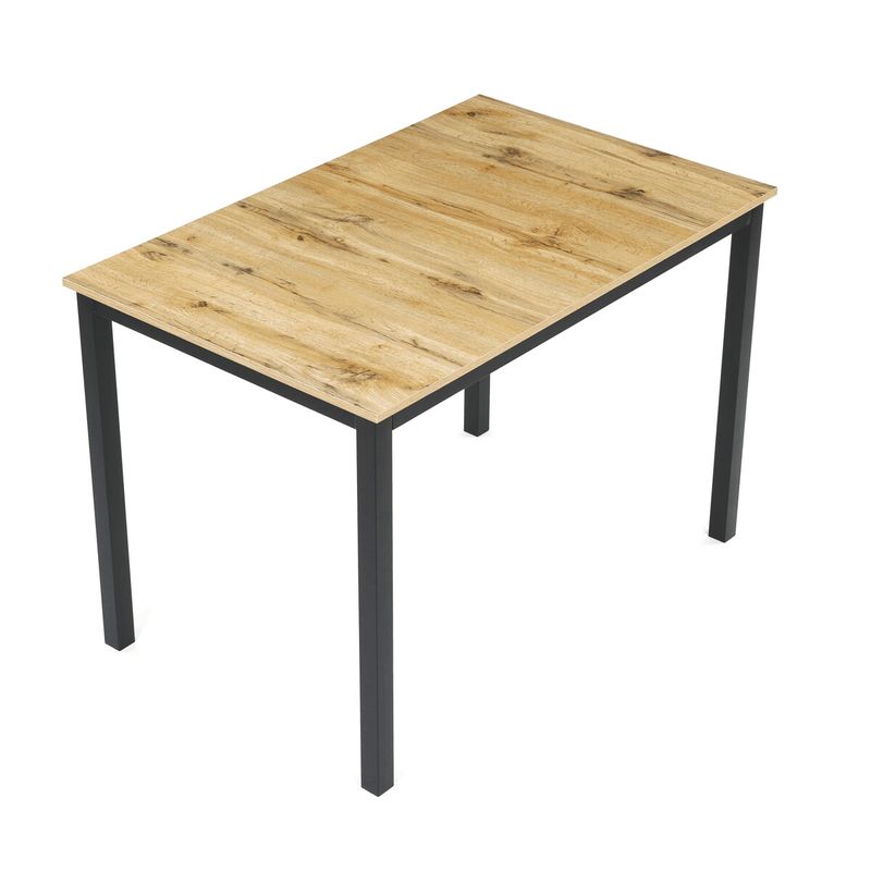 Jedálenský set so 4 stoličkami, 110x70cm, oranžová látka, MDF divoký dub