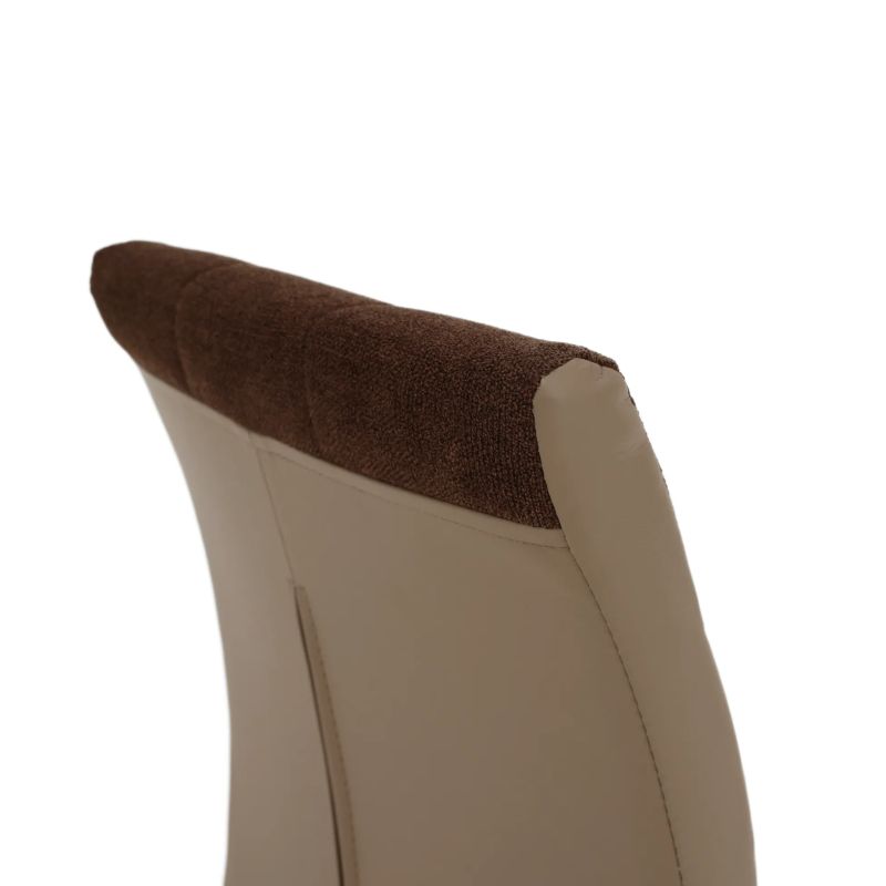 Štýlová a moderná jedálenská stolička v hnedej látke s ekokožou