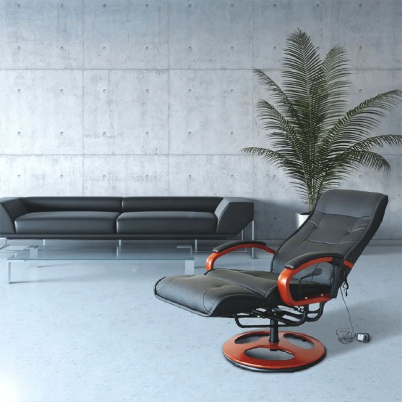 Masážne kreslo v čiernej ekokoži