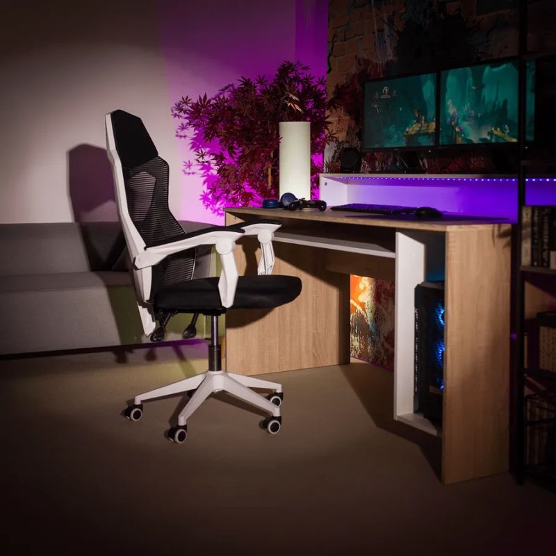 Moderné kancelárske/herné kreslo, čierna/biela