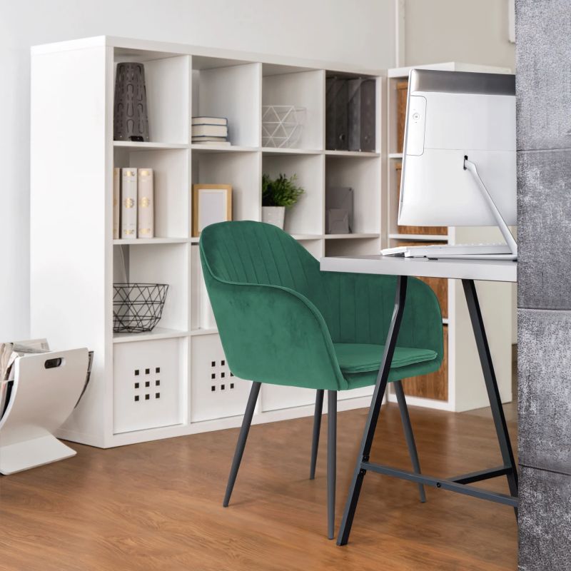 Dekoratívne prešívané dizajnové kreslo, smaragdová Velvet látka