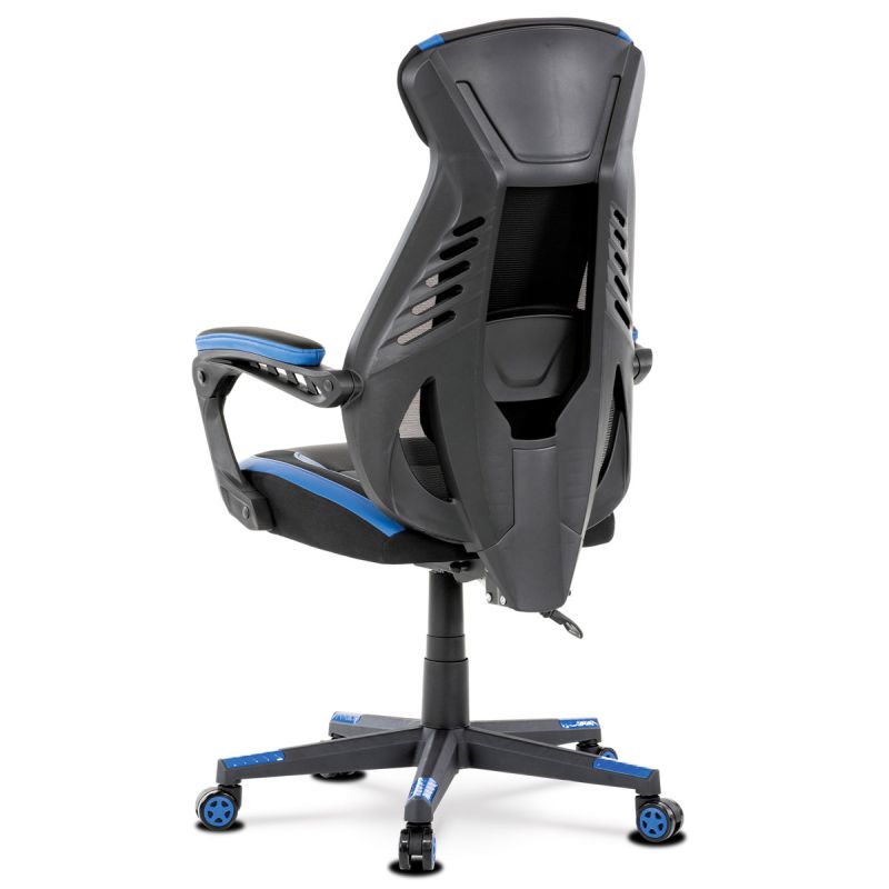 Luxusné herné a kancelárske kreslo čierne s modrými doplnkami