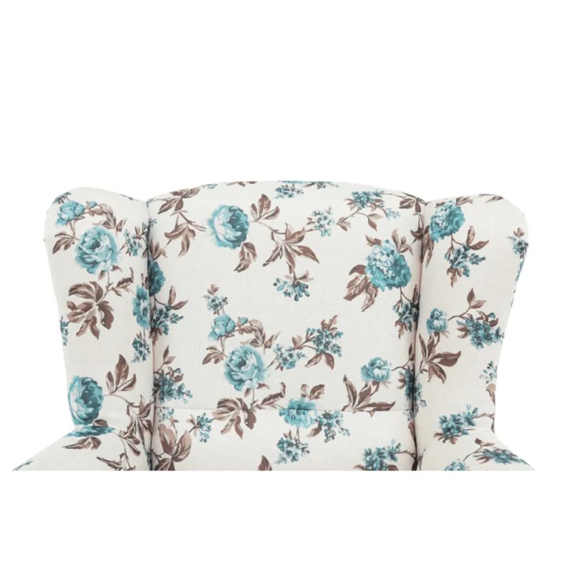 Kreslo ušiak s taburetom, látka rose 14