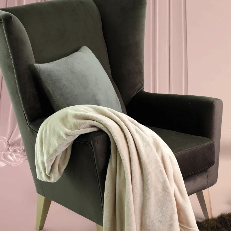 Kreslo-ušiak s vysokým operadlom, taupe-sivohnedé