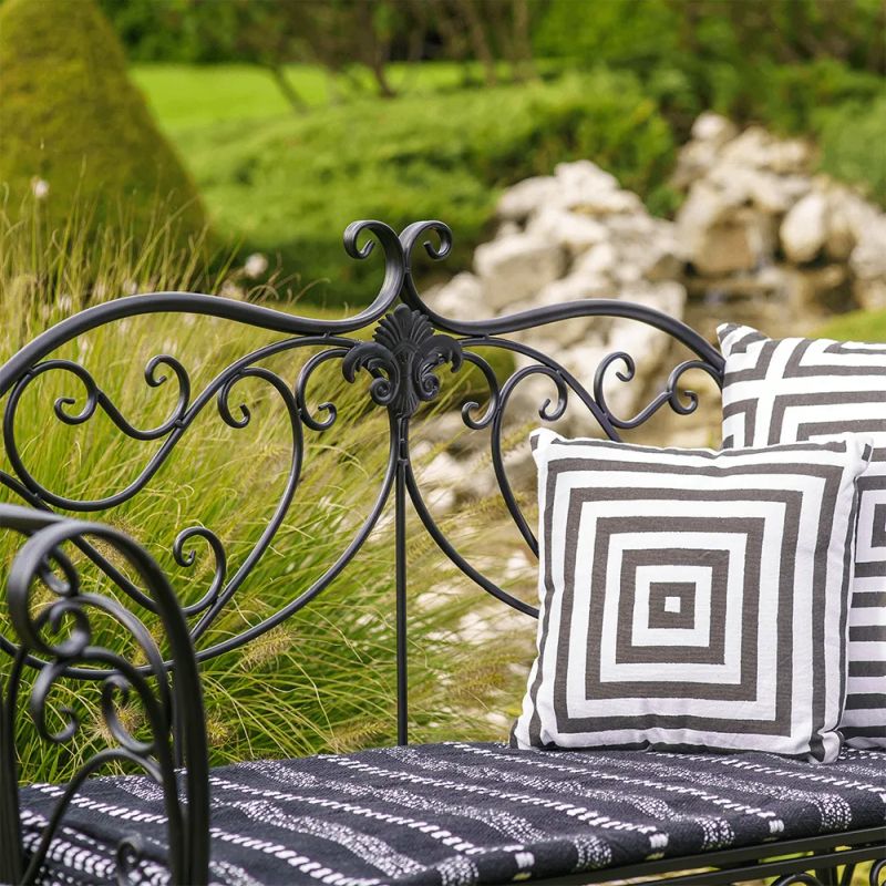 Záhradná kovová lavička čierna